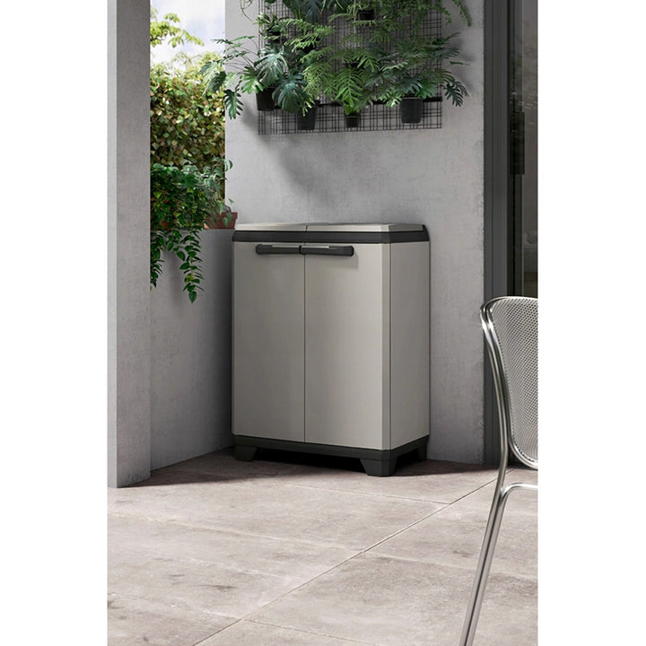 Keter Planet avfallssorteringsskåp, volym 2 x 110 l, grå, 68 x 39 x 92 cm, 246640