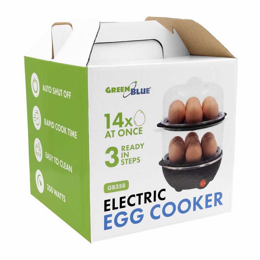 GreenBlue 2-våningars äggkokare för 14 ägg, effekt 350 W, för upp till 14 ägg, 220–240 V~, 50/60 Hz, GB358