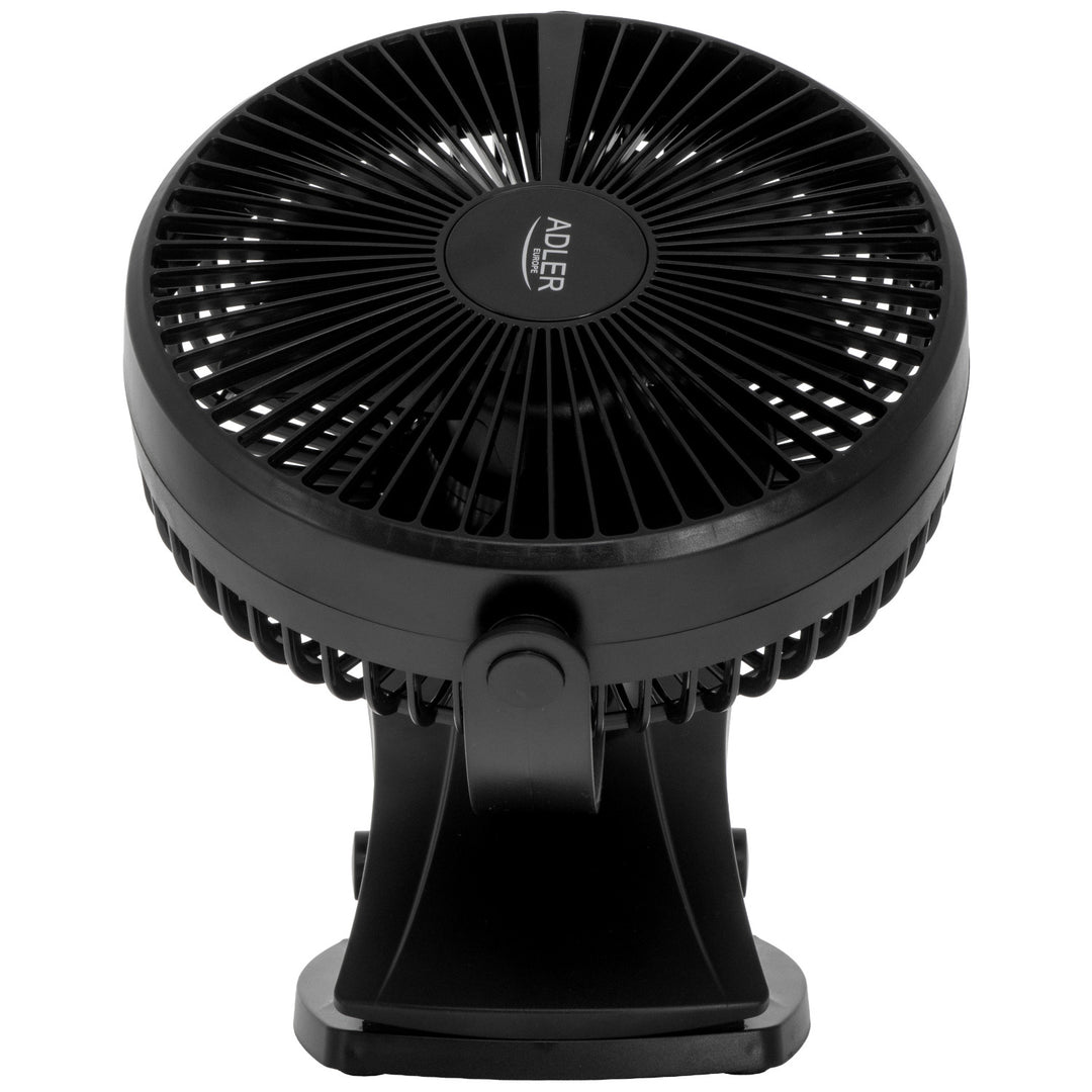 Bordsfläkt med klämma, batteridriven, 15,5 cm, 360° vridbar, USB-C, Adler