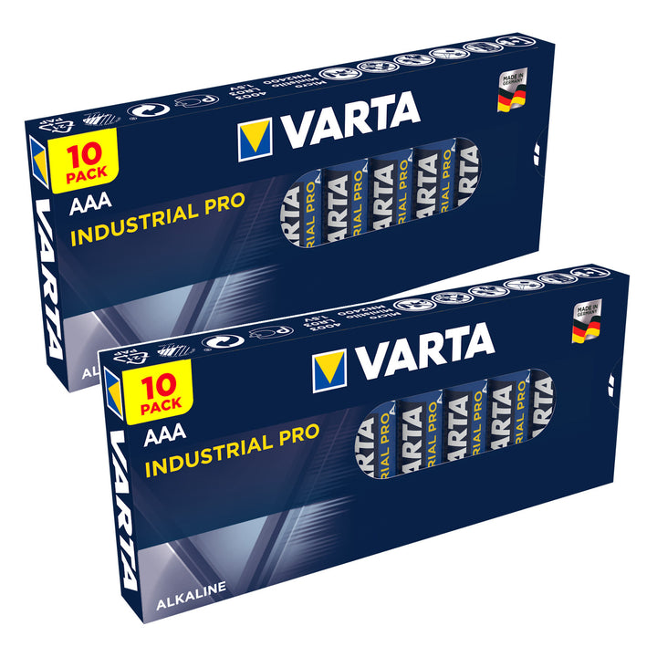 20 st R-03 LR03 AAA-alkaliska batterier från Varta Industrial 4003