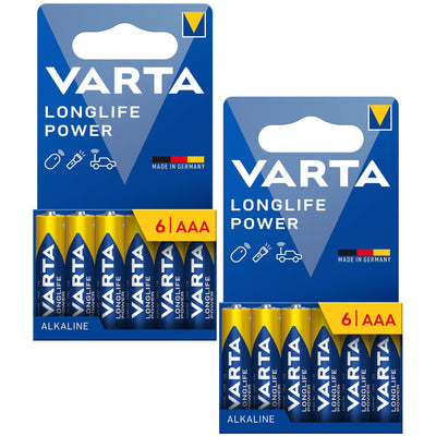 12 st R-03 R03 AAA LR06 1,5 V VARTA Longlife Power alkaliska batterier