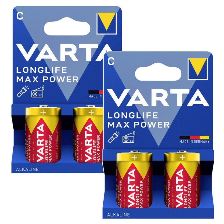 4 st R-14 R14 C 1,5 V alkaliska batterier Varta Longlife Max Power