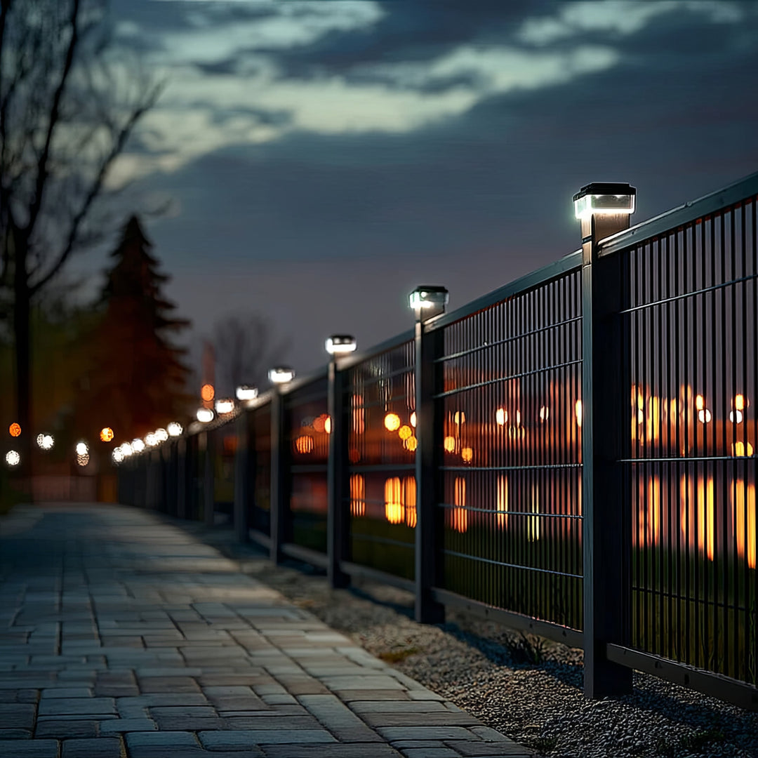 GreenBlue solcellsdriven LED-stolplampa, 80x80 mm, kuvertformad takskärm, 3200 K, GB127 WW, 2 st