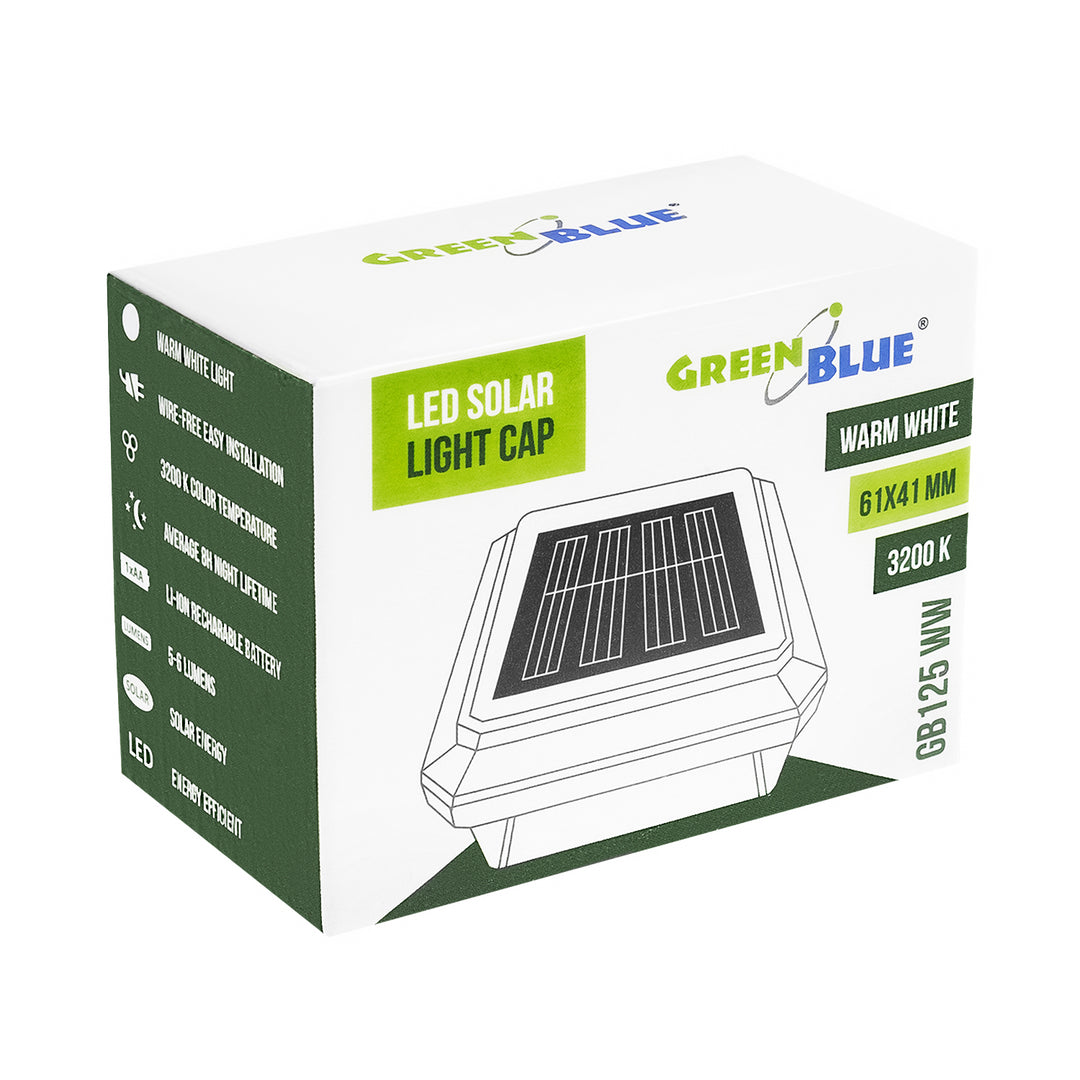 GreenBlue solcellsdriven LED-stolplampa, 60x40 mm, kuvertformad kåpa, 3200 K, GB125 WW, 4 st