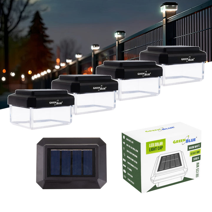 GreenBlue solcellsdriven LED-stolplampa, 60x40 mm, kuvertformad kåpa, 3200 K, GB125 WW, 4 st