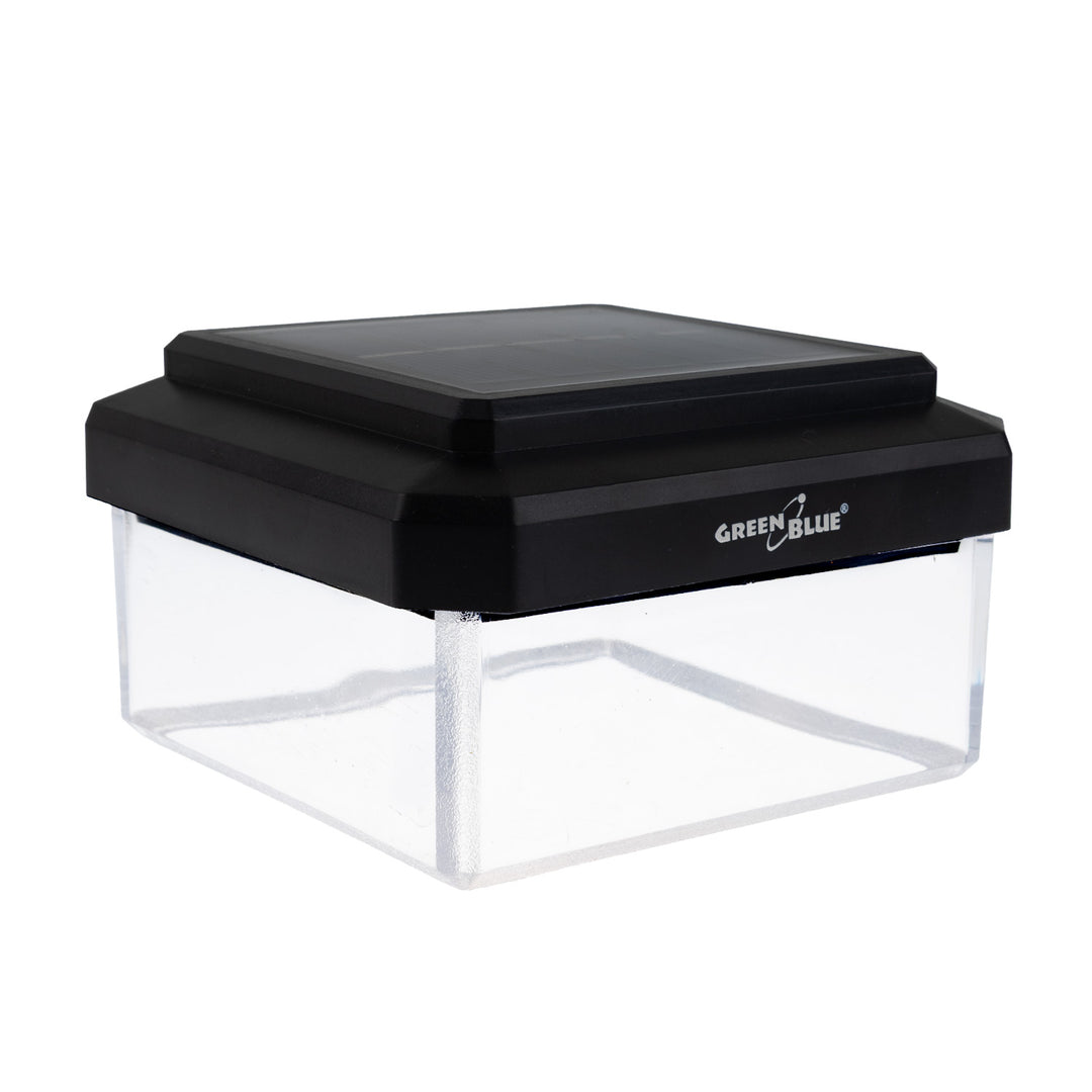 GreenBlue solcellsdriven LED-stolplampa, 100 x 100 mm, kuplock, 3200 K, GB128 WW, 2 st