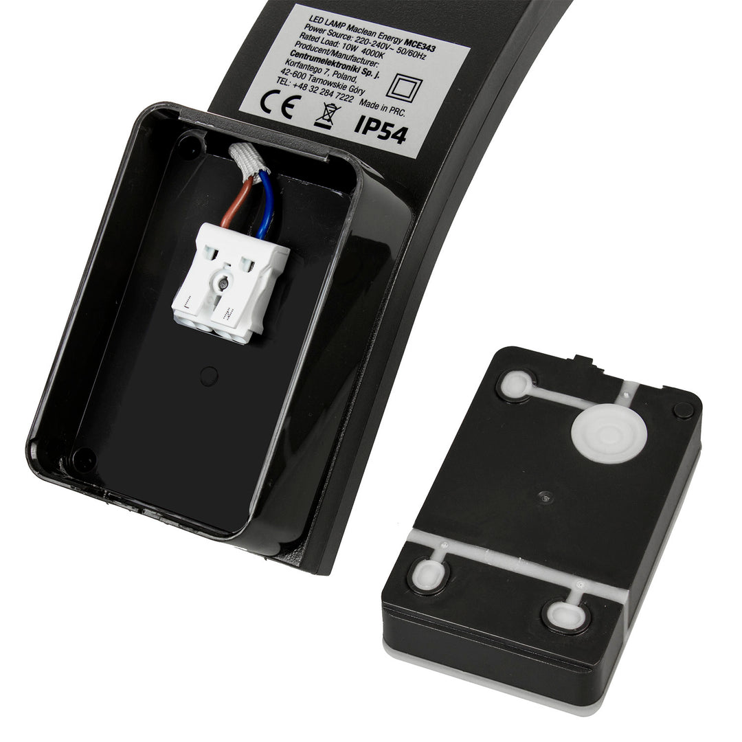 Maclean LED-fasadlampa, 800 lm, IP54, 10 W, naturvit ljusfärg (4000 K), svart, MCE343 B, 2 st