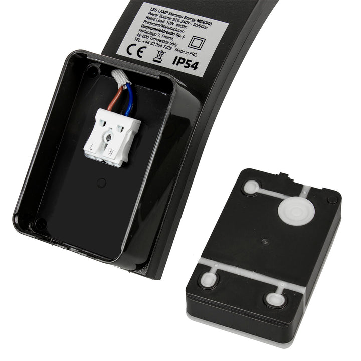 Maclean LED-fasadlampa, 800 lm, IP54, 10 W, naturvit ljusfärg (4000 K), svart, MCE343 B, 2 st