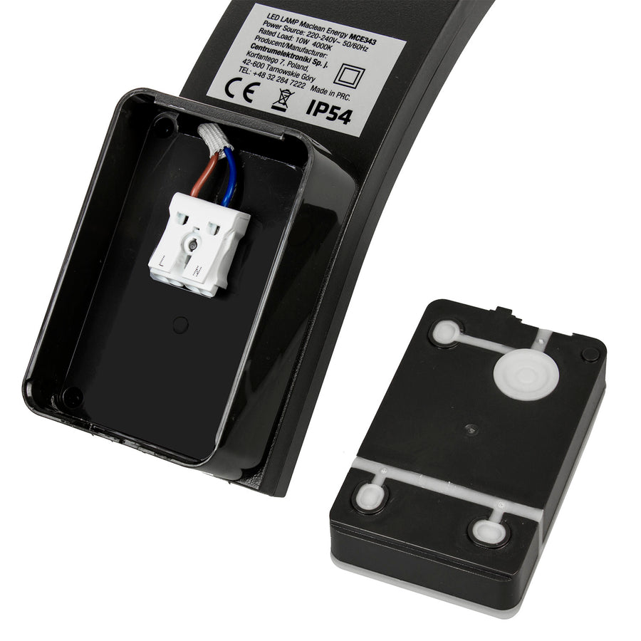 Maclean LED-fasadlampa, 800 lm, IP54, 10 W, naturvit ljusfärg (4000 K), svart, MCE343 B, 2 st