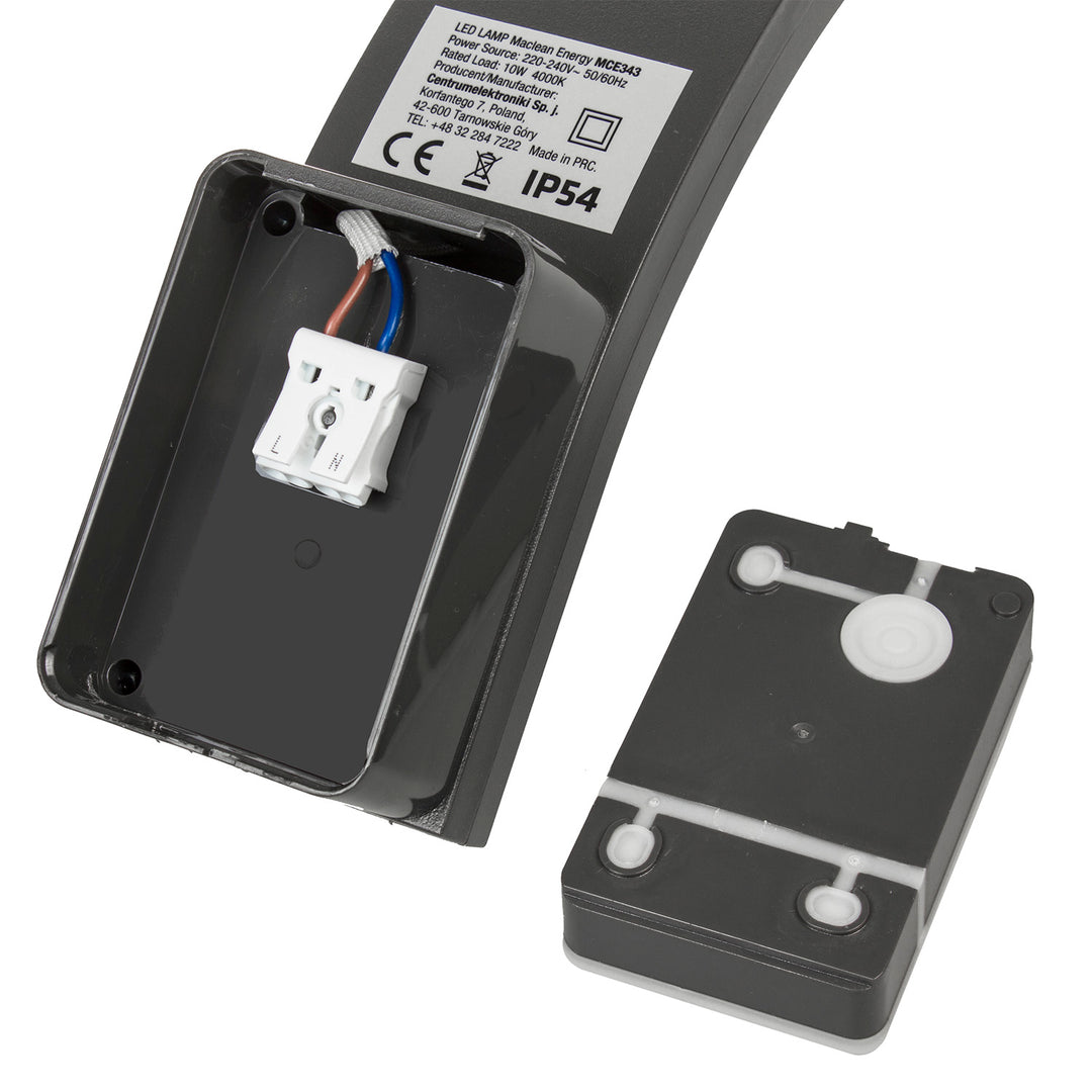 Maclean LED-fasadlampa, 800 lm, 10 W, ljusfärg naturvit (4000 K), färg grå, MCE343 GR, 2 st