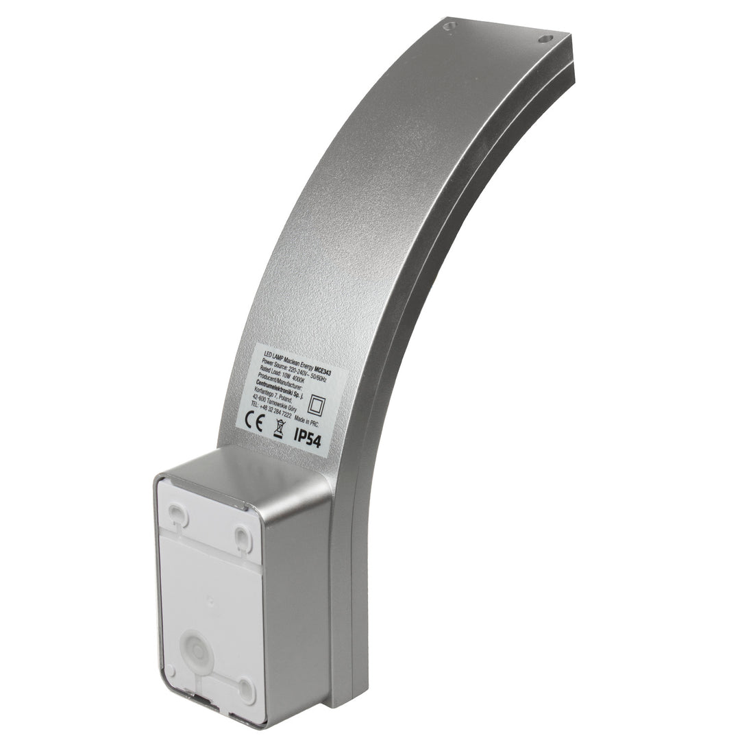 Maclean LED-fasadlampa, 800 lm, IP54, 10 W, naturvit ljusfärg (4000 K), silverfärgad, MCE343 SV, 2 st