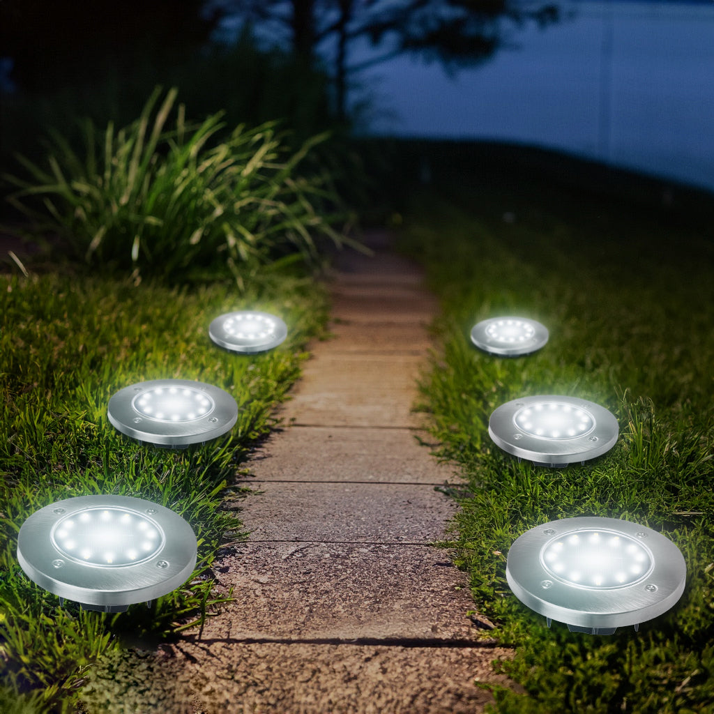 Maclean IP44 solcellsdriven LED-trädgårdslampa, 12 SMD-lysdioder, 4000 K, Ni-MH 600 mAh, 0,7 W, MCE318, 4 st