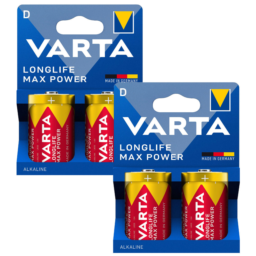 4 st R-20 R20 D 1,5 V alkaliska batterier Varta Longlife Max Power