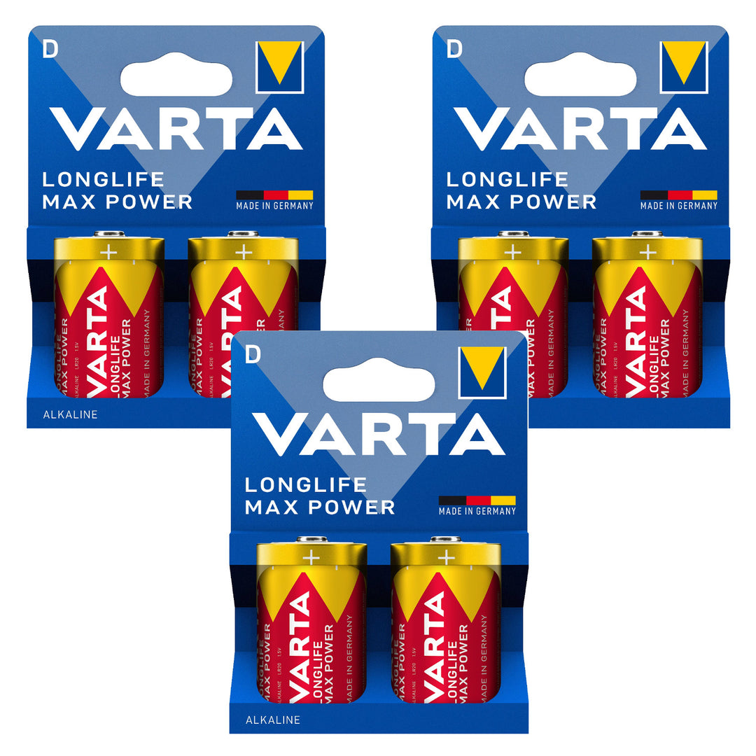 6 st R-20 R20 D 1,5 V alkaliska batterier Varta Longlife Max Power