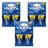 6 st R-20 R20 D 1,5 V alkaliska Longlife Power-batterier från Varta
