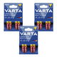 12 st R-03/R03 AAA 1,5 V alkaliska batterier Varta Longlife Max Power