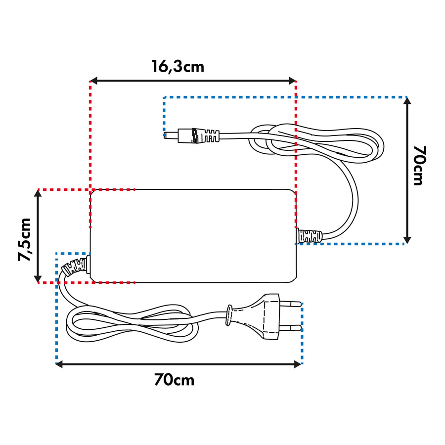 Universell laddare/nätadapter från Maclean Energy, för elsparkcyklar, 42 V DC, 2 A, max 85 W, snabbladdning, 6 kontakter, MCE667