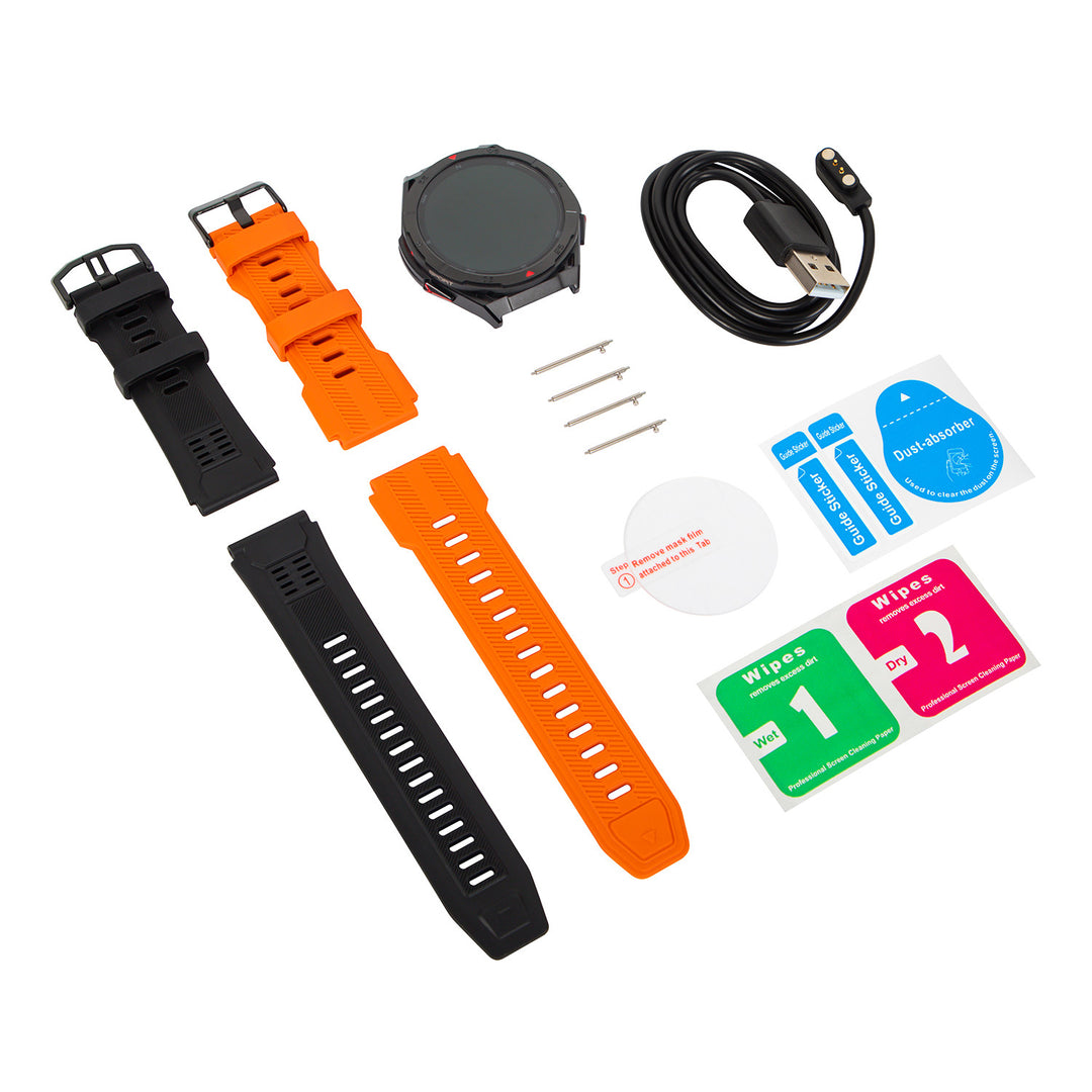 Smartklocka BLOW X14 Pro, 1,43-tums AMOLED-skärm, 490 mAh-batteri, GPS, 4 GB RAM och 256 MB lagringsutrymme, hälsofunktioner, armband i två färger, 89-016#