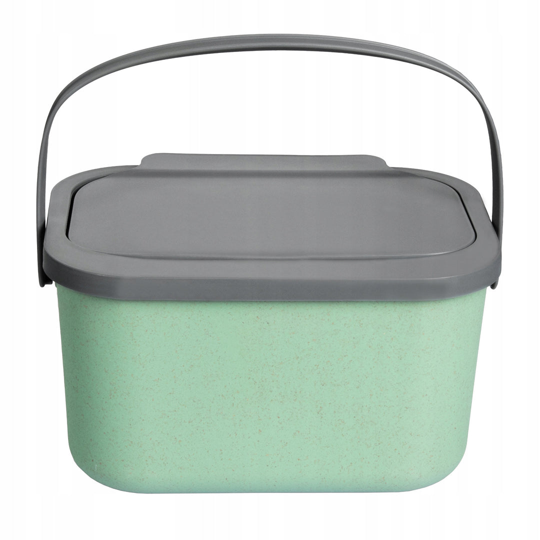 Behållare för bioavfall, volym 4,5 liter, grön med grått lock, Mini Bini + 5 st. kolfilter från Practic
