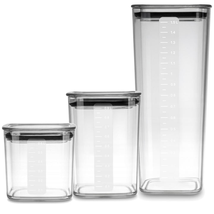 Practic-förvaringsburkar för lösa livsmedel, volym 0,6 l, 0,9 l, 1,5 l, lock med tätning,