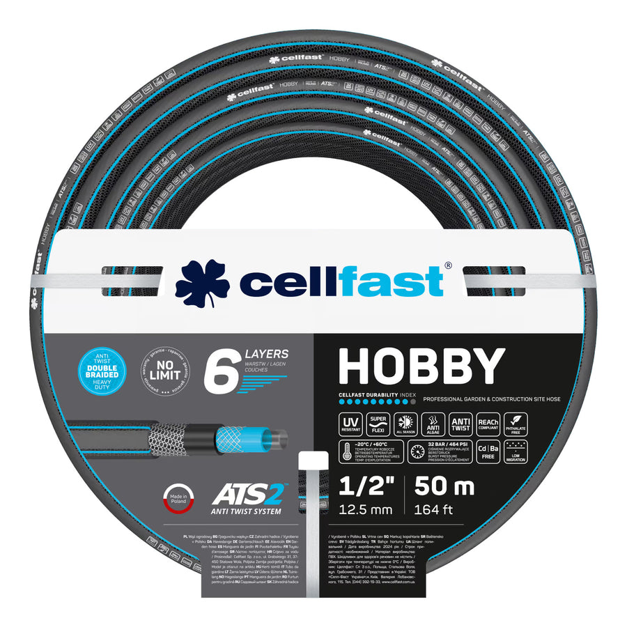 Slangvagn Cellfast Aluplus 1/2" 60 m + trädgårdsslang Cellfast Hobby ATS2 1/2" 50 m