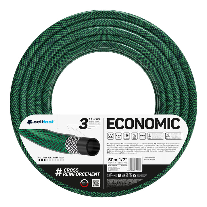 Slangvagn Cellfast Aluplus 1/2" 60 m + trädgårdsslang Cellfast Economic 1/2" 50 m