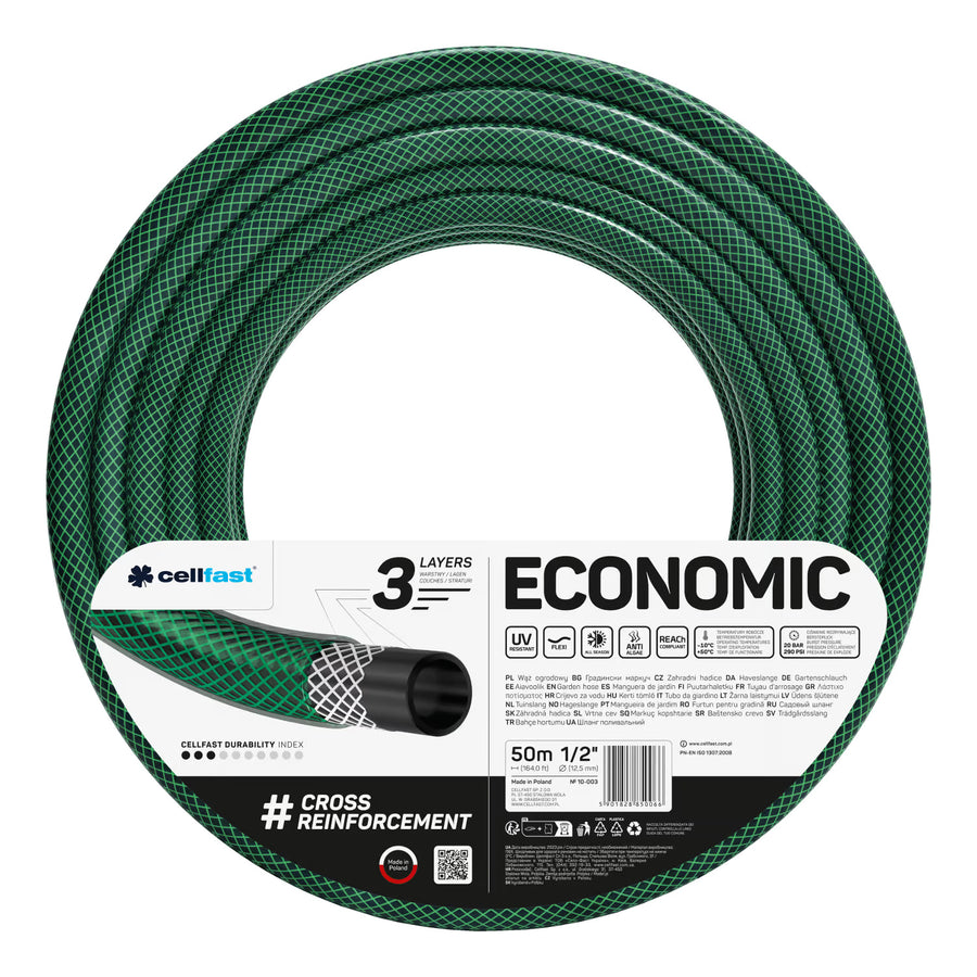Slangvagn Cellfast Aluplus 1/2" 60 m + trädgårdsslang Cellfast Economic 1/2" 50 m