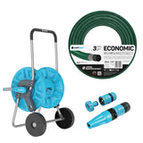 Slangvagn Cellfast Aluplus 1/2" 60 m + trädgårdsslang Cellfast Economic 1/2" 20 m + set med rak sprinkler Cellfast Basic 1/2"