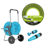 Slangvagn Cellfast Aluplus 1/2" 60 m + trädgårdsslang Cellfast Quattro 1/2" 50 m + set med rak sprinkler Cellfast Basic 1/2"