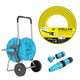 Cellfast Aluplus slangvagn 1/2" 60 m + Cellfast 4YELLOW trädgårdsslang 1/2" 50 m + set med Cellfast Basic rak sprinkler 1/2"