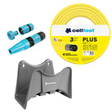 Cellfast Plus trädgårdsslang 1/2" 25 m + Cellfast slanghållare, grå + set med Cellfast Basic rak sprinkler 1/2"
