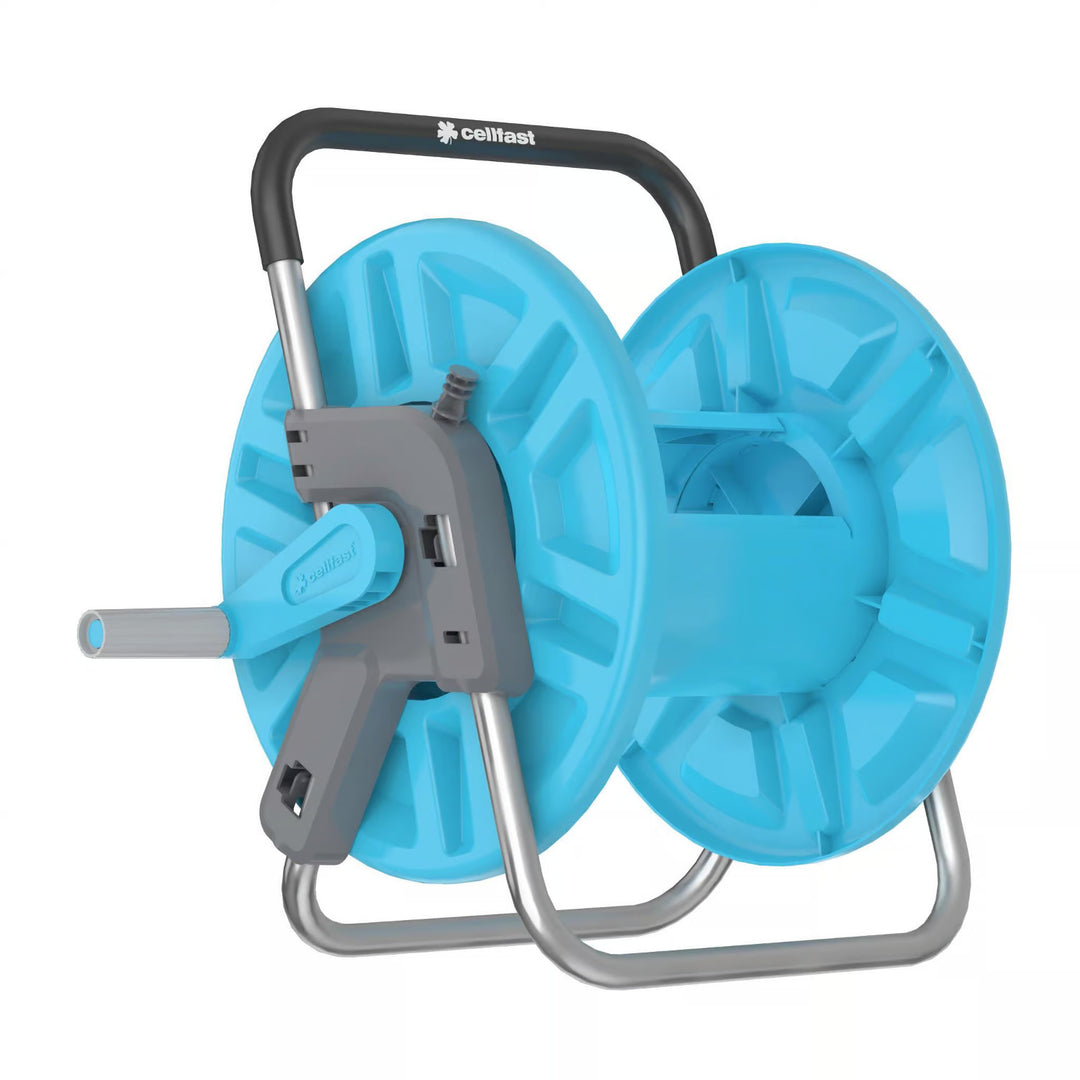 Trädgårdsslang Economic 1/2" 50 m + stativ, anslutning med invändig gänga 3/4", anslutning med utvändig gänga 1/2", snabbkoppling med genomgång och stopp 1/2" + 8-funktioners pistolspridare Cellfast Mix Ideal