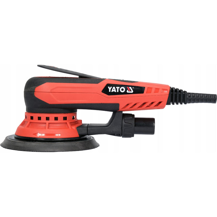 Yato excenterslipmaskin, 150 mm, effekt 350 W, varvtal 4 000–10 000 varv/min, sladdlängd 3 m, möjlighet att ansluta dammsugare, YT-82206
