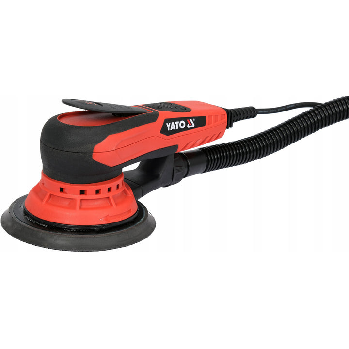 Yato excenterslipmaskin, 150 mm, effekt 350 W, varvtal 4 000–10 000 varv/min, sladdlängd 3 m, möjlighet att ansluta dammsugare, YT-82206