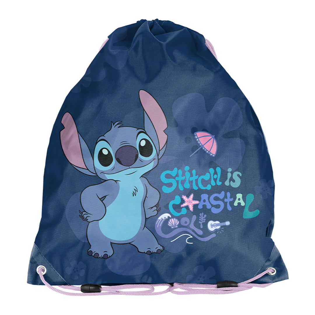 Stitch Paso-skolset, ryggsäck med två fack, reflekterande detaljer och förstärkt ryggstöd, pennfodral utan tillbehör men med fästen för skrivtillbehör, skopåse som kan hängas på ryggen, DS26XX