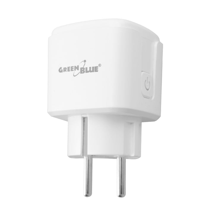 GreenBlue WiFi-styrd eluttag, Android/iOS/Alexa/Google Home, timer, effektmätare, max 16 A/3 840 W, GB735 W, 2 st