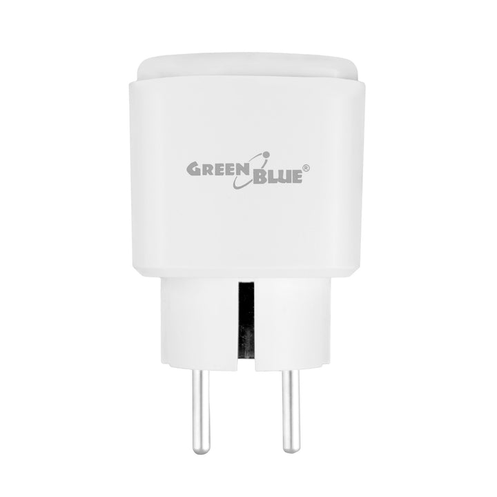 GreenBlue WiFi-styrd eluttag, Android/iOS/Alexa/Google Home, timer, effektmätare, max 16 A/3 840 W, GB735 W, 2 st
