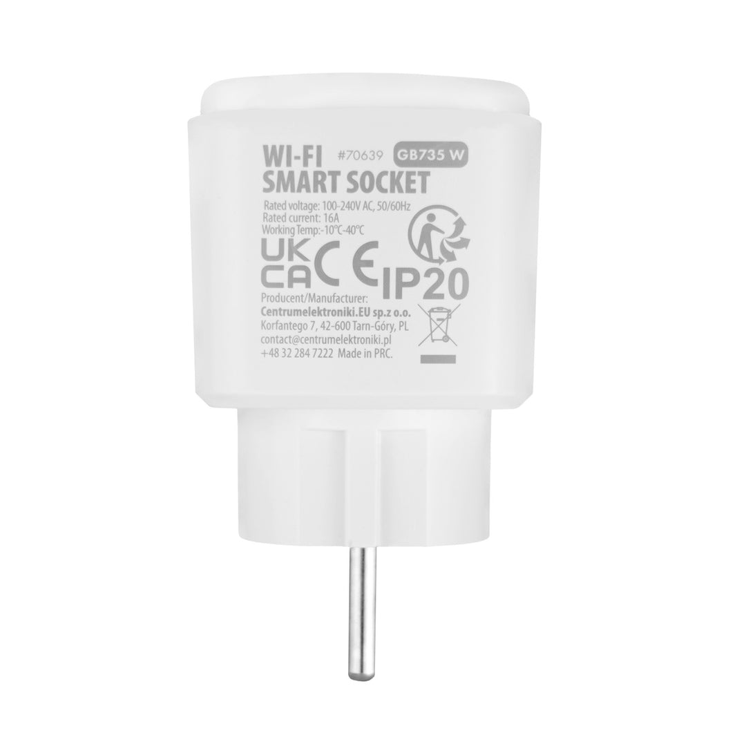 GreenBlue WiFi-styrd eluttag, Android/iOS/Alexa/Google Home, timer, effektmätare, max 16 A/3 840 W, GB735 W, 2 st