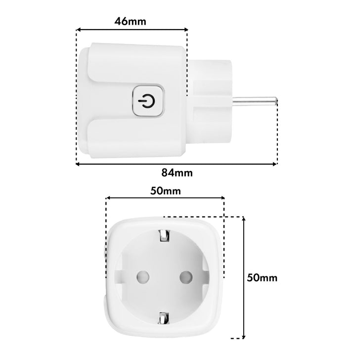 GreenBlue WiFi-styrd eluttag, Android/iOS/Alexa/Google Home, timer, effektmätare, max 16 A/3 840 W, GB735 W, 2 st