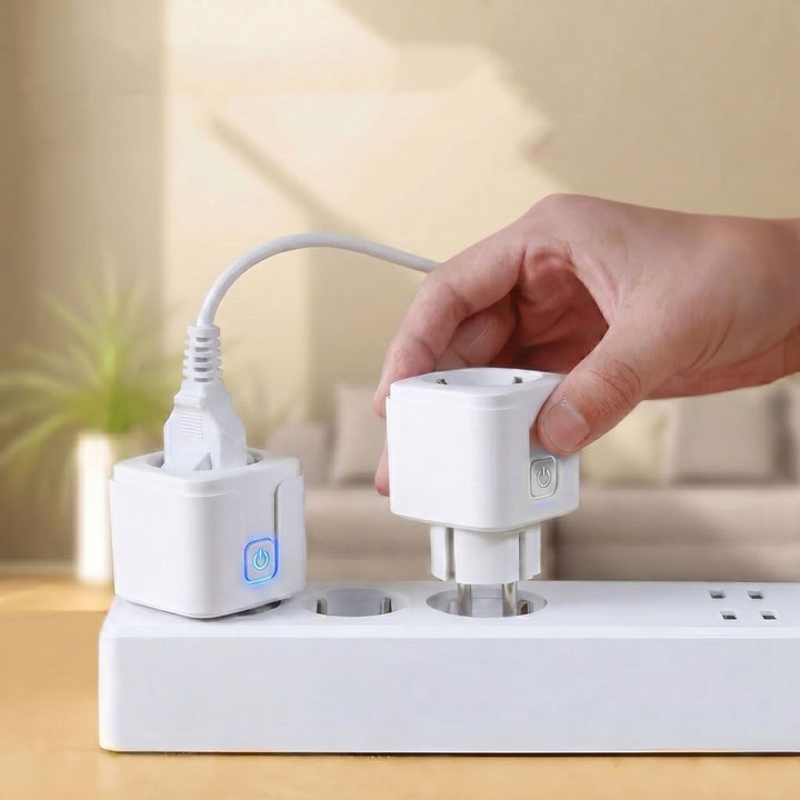 GreenBlue WiFi-styrd eluttag, Android/iOS/Alexa/Google Home, timer, effektmätare, max 16 A/3 840 W, GB735 W, 2 st