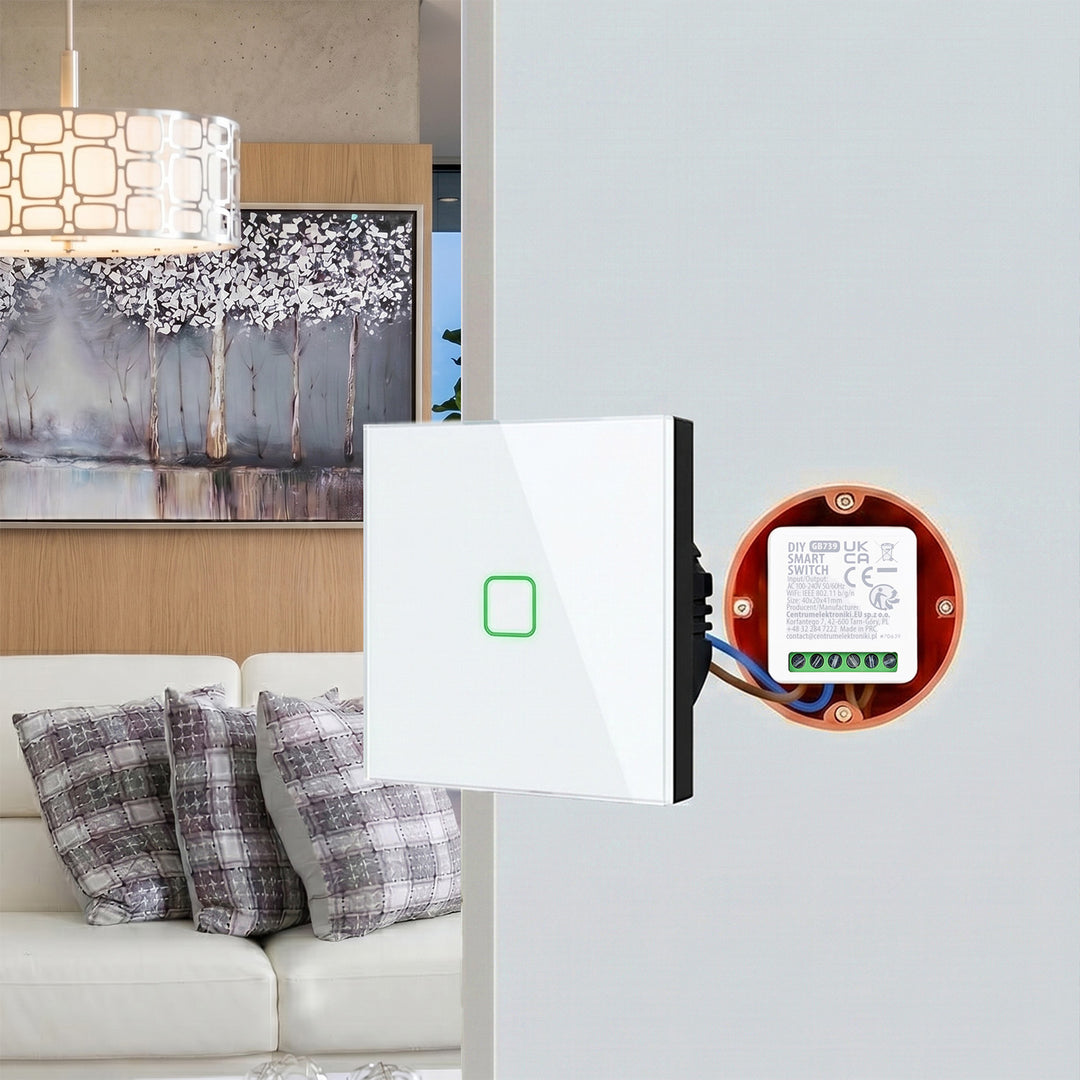 GreenBlue WiFi-relä för infälld montering, Android/iOS/Alexa/Google Home, 100–240 V växelström, 50/60 Hz, max. 16 A, för LED 150 W, GB739, 2 st.