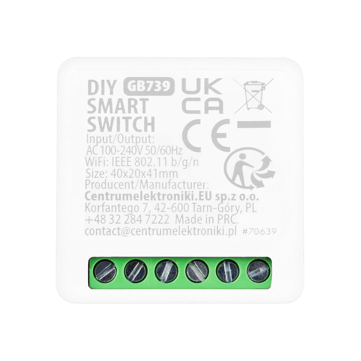 GreenBlue WiFi-relä för infälld montering, Android/iOS/Alexa/Google Home, 100–240 V växelström, 50/60 Hz, max. 16 A, för LED 150 W, GB739, 4 stycken