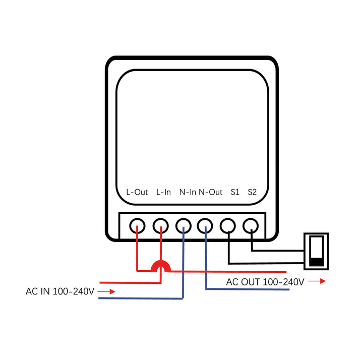 GreenBlue WiFi-relä för infälld montering, Android/iOS/Alexa/Google Home, 100–240 V växelström, 50/60 Hz, max. 16 A, för LED 150 W, GB739, 4 stycken