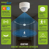 Trådlös rörelsesensor Zigbee Tuya GreenBlue, Android/iOS, CR2450 DC 3,0 V, detekteringsvinkel 120° / upp till 8 m, GB740, 2 stycken