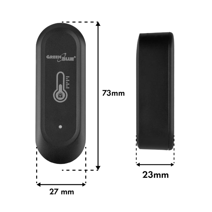 GreenBlue WiFi-sensor för temperatur och luftfuktighet för utomhusbruk, Android/iOS, 3,0 V DC, LR03x2, IP65, GB741, 2 stycken