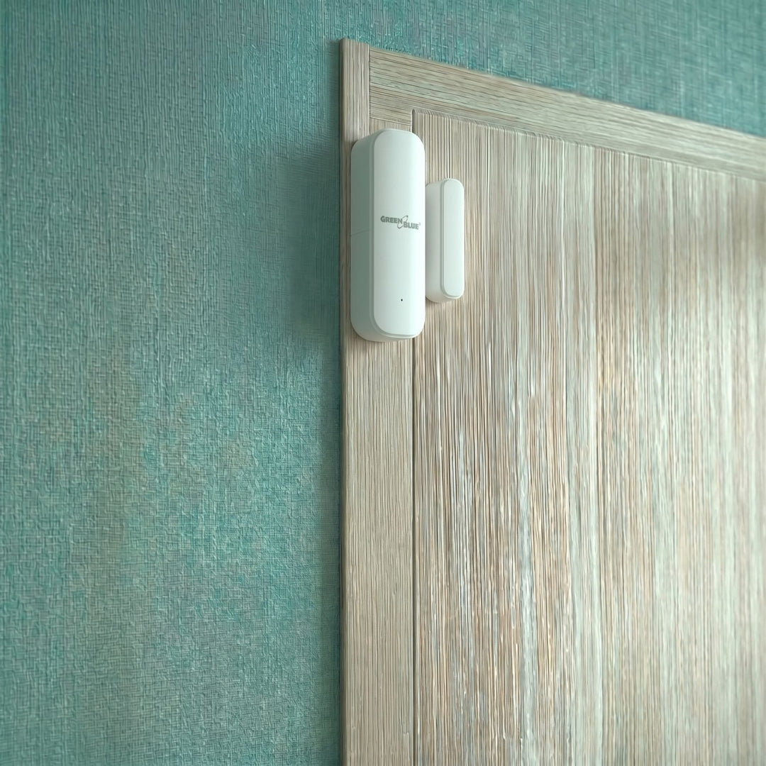 Trådlös kontaktor/öppningssensor med WiFi från GreenBlue, Android/iOS, för dörrar/fönster, 3,0 V DC, LR03x2, GB479 W, 2 set