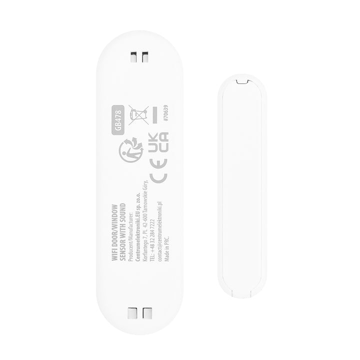 Trådlös kontaktor/öppningssensor via WiFi från GreenBlue, Android/iOS, för dörrar/fönster, 3,0 V DC, LR03x2, med larm, GB478, 2 set