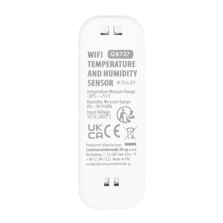 GreenBlue WiFi-sensor för temperatur och luftfuktighet, Android/iOS/Alexa/Google Home, 3,0 V DC, LR03x2, GB737, 2 stycken