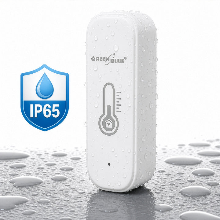GreenBlue WiFi-sensor för temperatur och luftfuktighet, Android/iOS/Alexa/Google Home, 3,0 V DC, LR03x2, GB737, 2 stycken