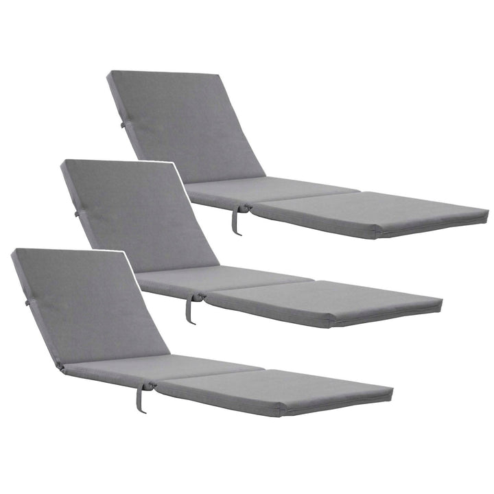 Kudde till solstol Daytona, grå, tyg S-550 Melange, storlek 192x64 cm, fästs med gummiband, vattentät, Melange S-23, 3 stycken
